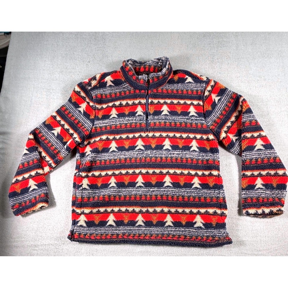 Mountain and Isles Men's‎ L Aztec Fleece 1/4 Zip Pullover Tribal Pattern Camping